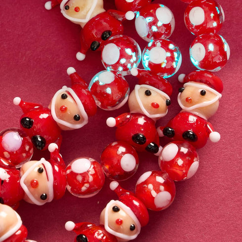 Red Santa | Silver | Firefly Glass Polka Dot Bracelet